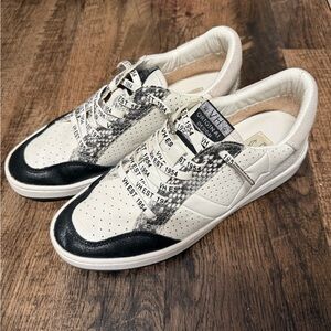Women’s Vintage Havana White and Black Sneakers with Snake Design